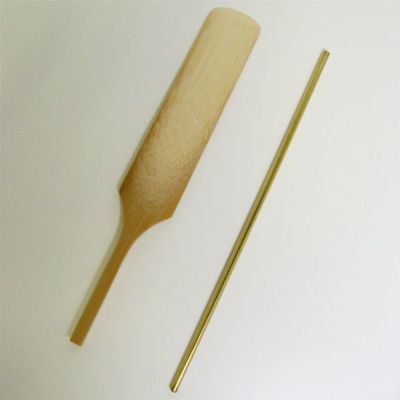 茶道具 灰匙（はいさじ）・灰押（はいおさえ） 竹灰押・真鍮 筋棒セット