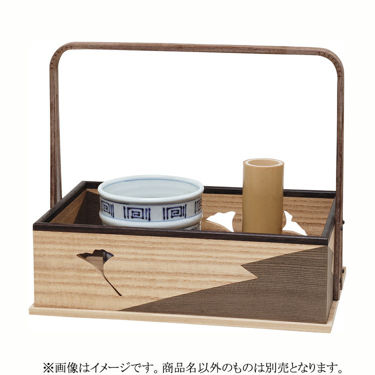 伊藤表正 鵬雲斎好写 松皮菱透竹手付莨盆 共箱 茶道具 煙草盆 裏