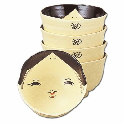 汲出茶碗 お福(5客入り) 中村与平作 化粧箱入