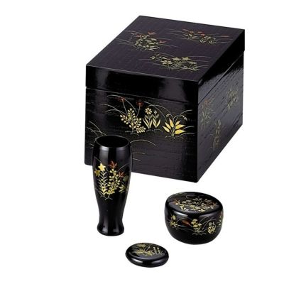茶道具 茶箱（ちゃばこ） 利休茶箱 掻合塗 (かきあわせぬり) 春秋※三