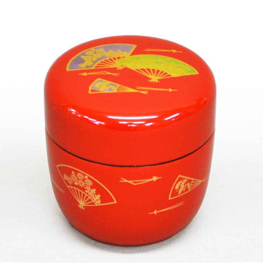 茶道具 棗（なつめ） 中棗 扇面 木製 湖彩○中棗の色を「イ.