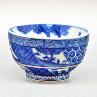 染付　山水　水指　茶道具　茶碗　抹茶碗 茶器/茶道具 抹茶茶碗】 染付 山水 浅見五郎助作（祥瑞窯） – 今