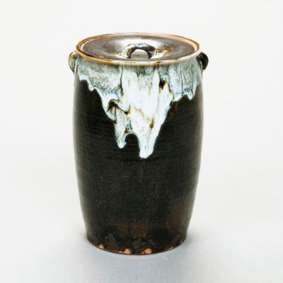 茶道具 水指（水差・みずさし） 細水指 黒唐津 中村与平