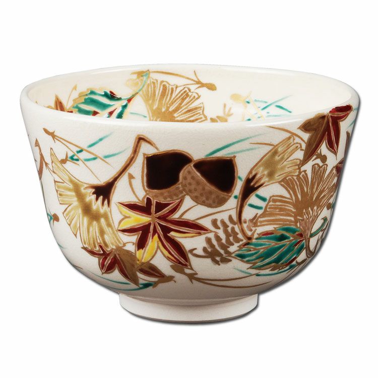 茶道具 朝日 茶碗 銘 春の雪 花押(A424) 茶道具 茶碗 仁清 吹寄 加藤如水作