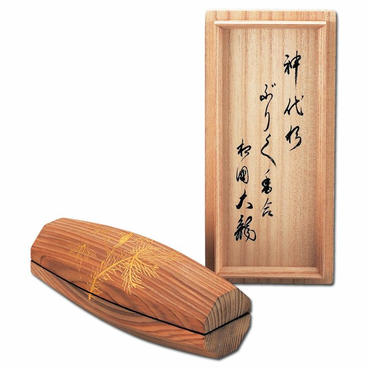 茶道具 香合 ぶりぶり香合 有馬頼底師書付 神代杉 松竹梅蒔絵