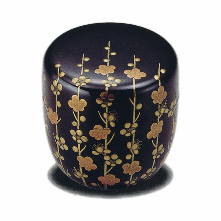 茶道具 なつめ 薄茶器 大棗 槍梅蒔絵 内銀地 呉藤穣太郎