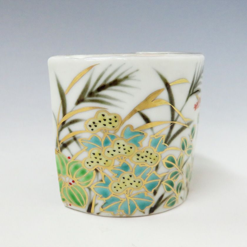 茶道具 蓋置（ふたおき） 蓋置 色絵 秋月 高野昭阿弥