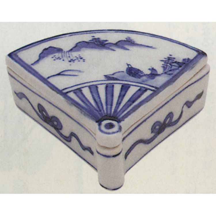 茶道具 染付 扇面 香合 林秀峰