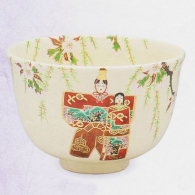 茶道具 抹茶茶碗（まっちゃちゃわん） 色絵 立雛 茶碗 田中 方円作