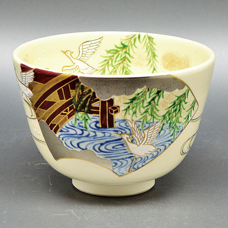 茶道具 抹茶茶碗（まっちゃちゃわん） 茶碗　仁清　地紙流水 水出 宋絢 抹茶茶碗は茶の湯文化である表千家・裏千家の茶道具や抹茶を専門に扱う千紀園（せんきえん）が通販で販売しています。茶会また初心者向けのお稽古用にご利用いただける抹茶碗です。贈り物・ギフトにも人気です。