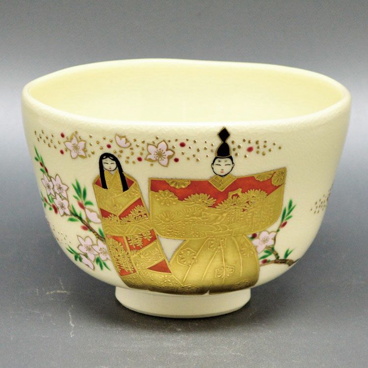 茶道具 抹茶茶碗（まっちゃちゃわん） 茶碗　仁清　桃立雛 山岡 善高 抹茶茶碗は茶の湯文化である表千家・裏千家の茶道具や抹茶を専門に扱う千紀園（せんきえん）が通販で販売しています。茶会また初心者向けのお稽古用にご利用いただける抹茶碗です。贈り物・ギフトにも人気です。