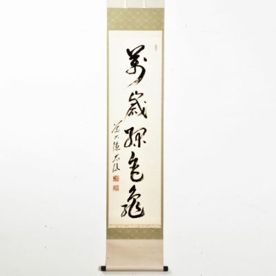 茶道具 掛軸(かけじく) 軸 一行物 「萬歳緑毛亀」 (ばんせいりょ 茶道具 掛軸(かけじく) 軸 一行物 「萬歳緑毛亀」 (ばんせいりょ