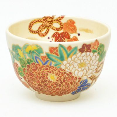 茶道具　菊絵茶碗 茶道具 抹茶茶碗 色絵茶碗 菊桐鳳凰 加藤永山作 : 茶道具いまや