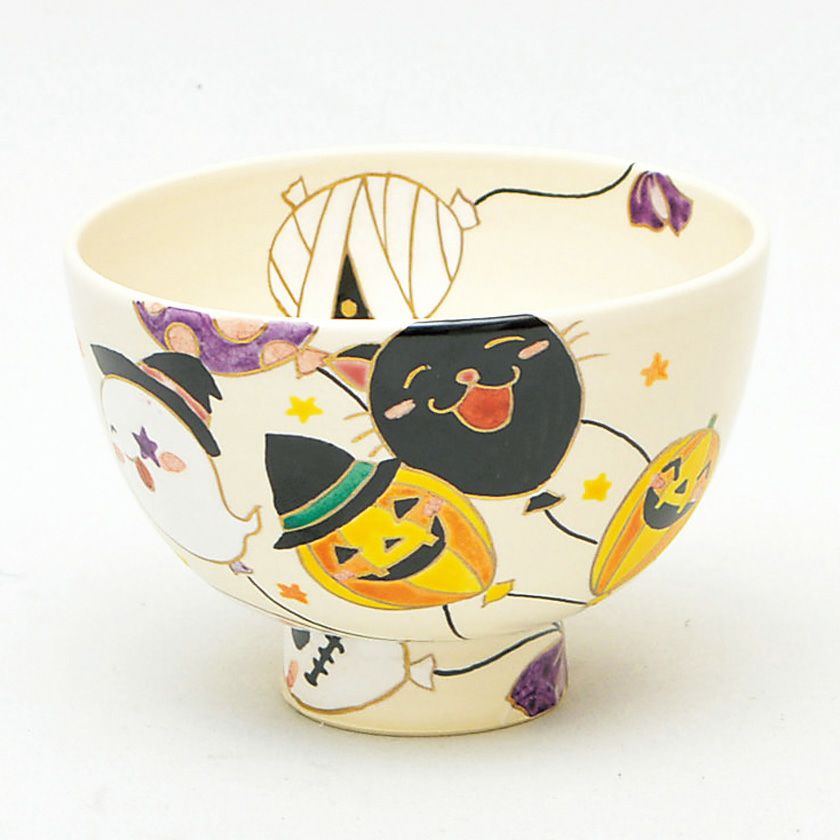 茶道具 抹茶茶碗（まっちゃちゃわん） 茶碗 色絵 ハロウィン風船 加藤 永山 抹茶茶碗は茶の湯文化である表千家・裏千家の茶道具や抹茶を専門に扱う千紀園（せんきえん）が通販で販売しています。茶会また初心者向けのお稽古用にご利用いただける抹茶碗です。贈り物・ギフトにも人気です。