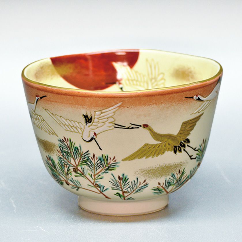 茶道具 抹茶茶碗（まっちゃちゃわん） 茶碗 仁清 旭日鶴 壱休窯 | 千年