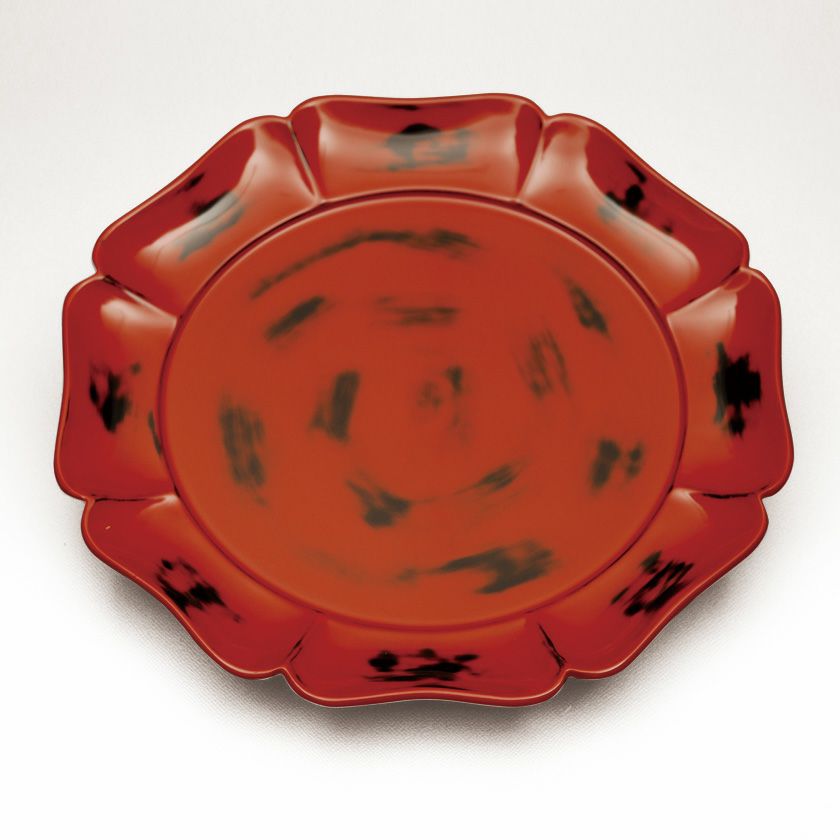 花彫刻 赤褐色 漆器盆（茶道具 塗師 乾漆 蛤形 菓子盆 （楽天市場 