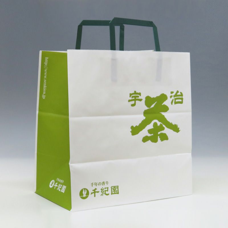 レア　匿名発送 ！ヴィンテージ紙袋　マルシェ袋　100枚 手提げ紙袋（中） 1枚 横27.5cm×厚さ16.0cm×縦26.0cm｜抹茶