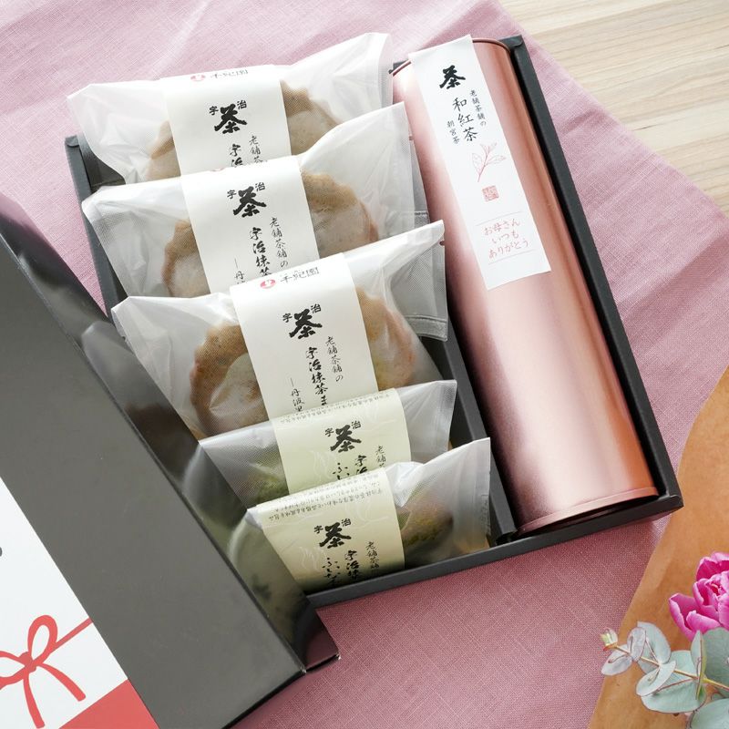 千紀園（せんきえん）の【母の日限定】和紅茶と宇治抹茶焼き菓子詰合せ＜母の日茶缶付＞