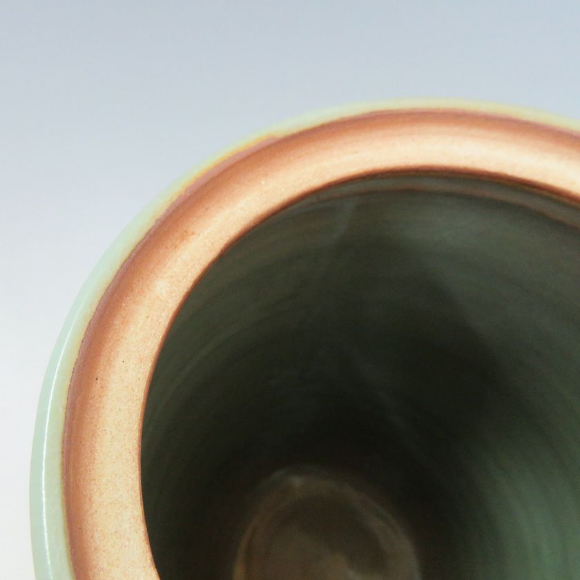 Ｔ２０１　水指　『雲鶴青磁蜜柑』『藤井永祥造』　共箱　茶道具 茶道具 水指（水差・みずさし） 細水指 青磁雲鶴 中村 与平