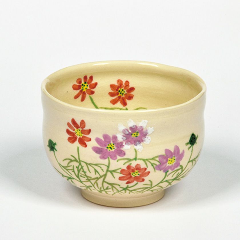 茶道具 小茶碗（こちゃわん） 小茶碗 秋桜 浅見 与し三 抹茶茶碗は茶の湯文化である表千家・裏千家の茶道具や抹茶を専門に扱う千紀園（せんきえん）が通販で販売しています。茶会また初心者向けのお稽古用にご利用いただける抹茶碗です。贈り物・ギフトにも人気です。