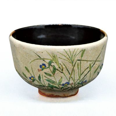 新品　バラ　抹茶碗　茶碗　茶道具　中村良二 茶道具 抹茶茶碗（まっちゃちゃわん） 茶碗 掛分 夏草 中村 良二