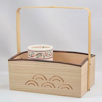 茶道具 莨盆（煙草盆・たばこぼん） 田原 一斉・青梅波透手付莨