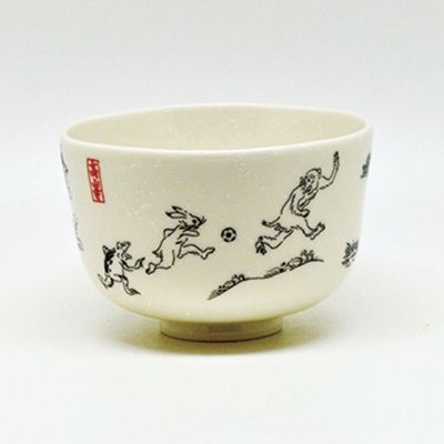 茶道具 抹茶茶碗（まっちゃちゃわん） 茶碗 スポーツ鳥獣戯画 サッカー 花月窯 | 千年の香り 千紀園