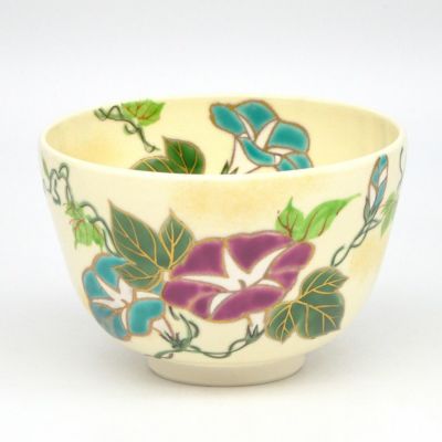 松古窯 抹茶茶碗「朝顔繪」
