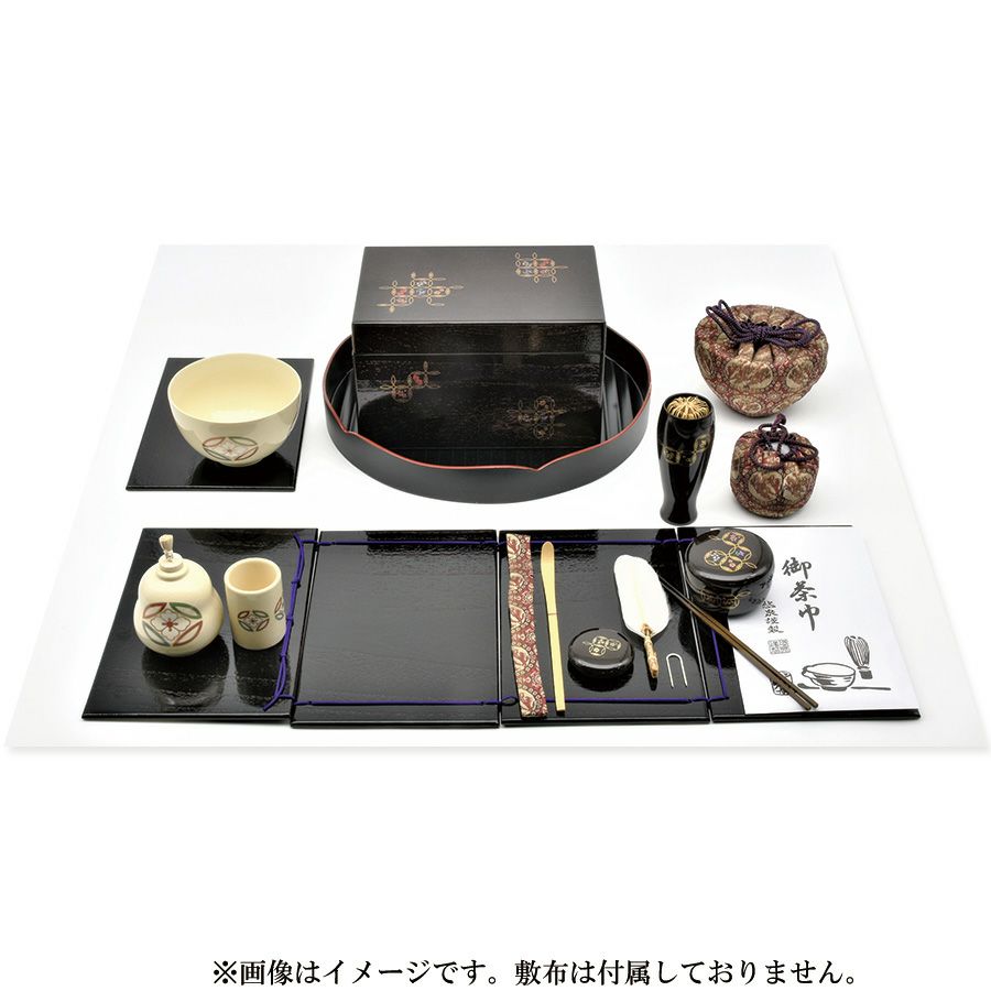 茶道具 茶箱（ちゃばこ）セット 茶箱セット一式 溜掻合 七宝 月点前