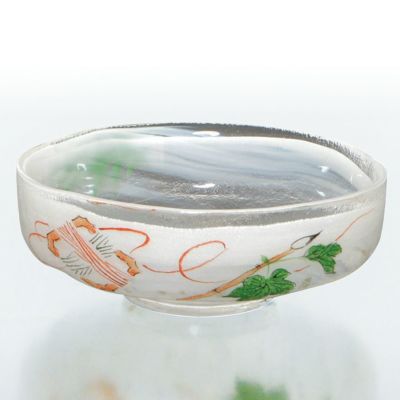 【現代作家 広畑久仁彦】ガラス 馬盥 茶碗 朝顔　抹茶碗 平茶碗（ひらちゃわん） 現代作家 広畑久仁彦】ガラス 馬盥 茶碗 朝顔 抹茶碗 平茶碗