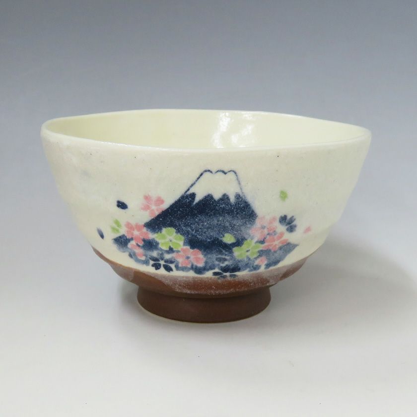 茶道具 抹茶茶碗（まっちゃちゃわん） 利休茶碗 富士山に桜 豊窯