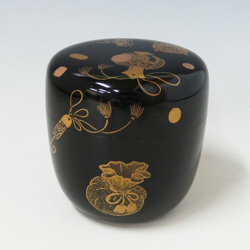 縫春作 橋柳蒔絵 茶入れ 棗 金地 金蒔絵 茶道具 香合 棗 茶道具  
