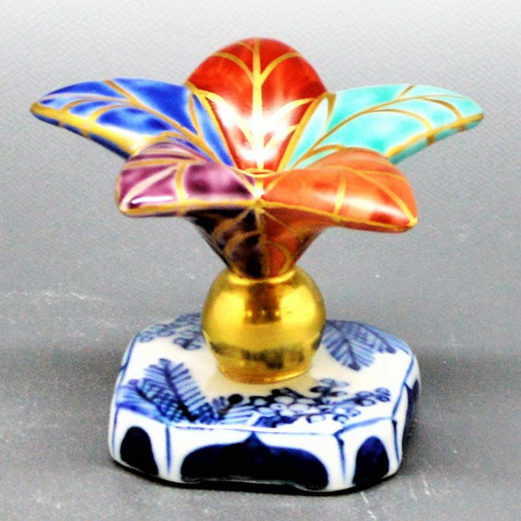 茶道具 蓋置（ふたおき） 蓋置 色絵 ツクバネ 高野 昭阿弥 | 千年の