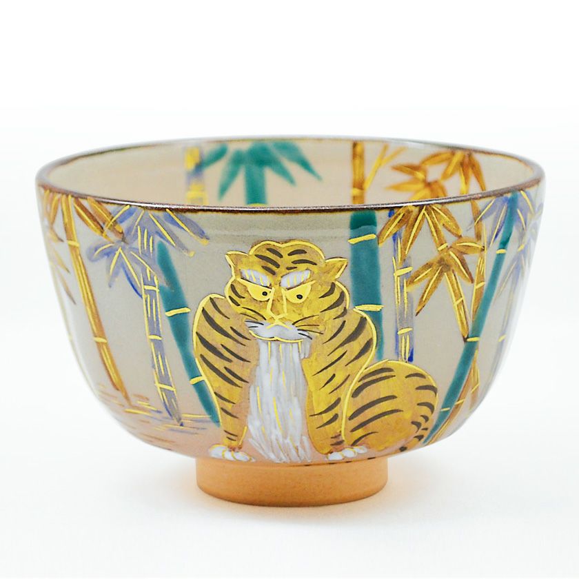 茶道具 抹茶茶碗（まっちゃちゃわん） 乾山写茶碗 光琳写 竹虎図　干支 鈴木 一点 抹茶茶碗は茶の湯文化である表千家・裏千家の茶道具や抹茶を専門に扱う千紀園（せんきえん）が通販で販売しています。茶会また初心者向けのお稽古用にご利用いただける抹茶碗です。贈り物・ギフトにも人気です。