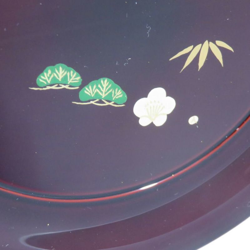 茶道具 菓子器（かしき） 干菓子盆 溜塗 松竹梅蒔絵 | 千年の