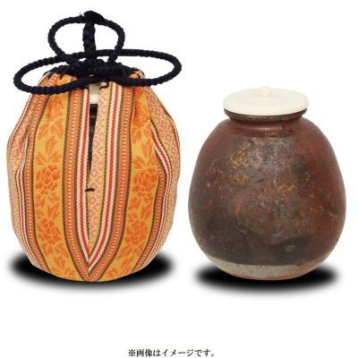 茶道具 茶入（ちゃいれ） 丹波焼 焼締窯変茶入 仕覆：薩摩手華紋