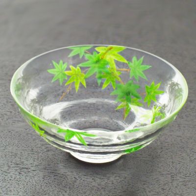 茶道具 平茶碗（ひらちゃわん） ガラス平茶碗 あおかえで 【耐熱