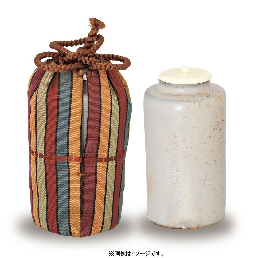茶道具 茶入（ちゃいれ） 丹波焼 白丹波 窯変肩衝茶入 仕覆：船越七色 