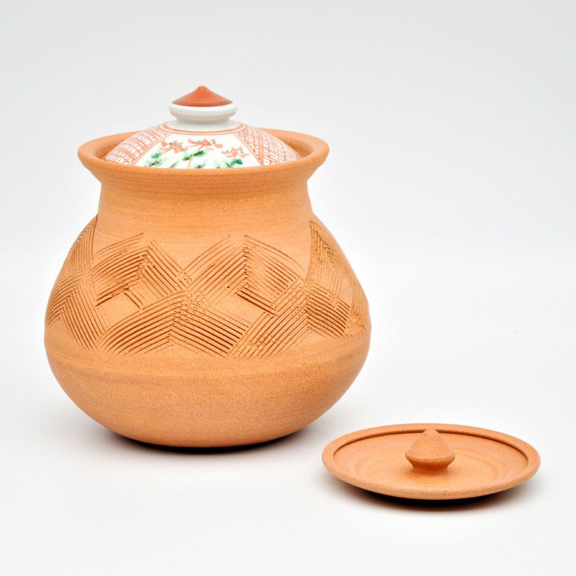 水指■朝鮮唐草 細水指「香舟作」お茶道具 水さし 耳付き 漆器蓋 時代物 骨董■ 茶道具 水指（水差・みずさし） 水指 朝鮮唐津 耳付 中村 与平