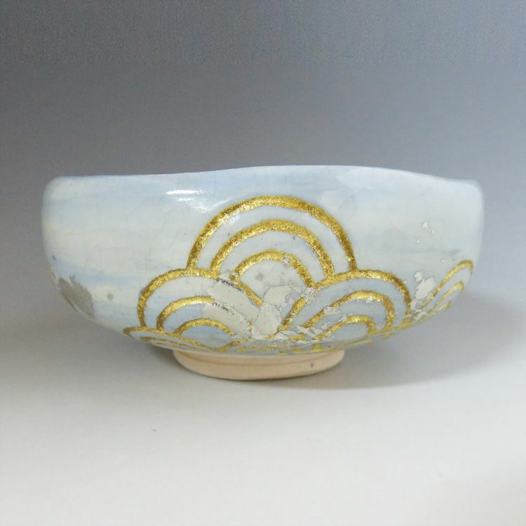 最安値!! 三浦硃鈴/青海波/茶碗/抹茶碗/茶道具 茶器/茶道具 抹茶茶碗】 数茶碗 唐津焼き 青海波 武村利左エ門作