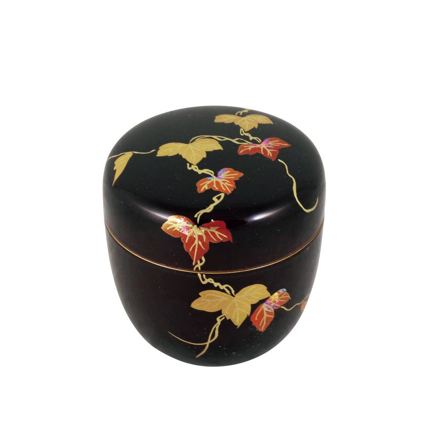 茶道具　期間限定特価　梨子地　雪華蒔絵平棗　　新品未使用品 茶道具 棗（なつめ） 溜塗中棗 蔦蒔絵（内梨子地）【樹脂製