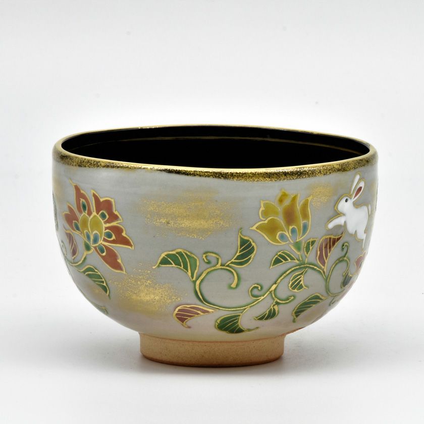 茶道具 抹茶茶碗（まっちゃちゃわん） 茶碗 乾山 内黒 唐花跳卯 干支 壱休窯 抹茶茶碗は茶の湯文化である表千家・裏千家の茶道具や抹茶を専門に扱う千紀園（せんきえん）が通販で販売しています。茶会また初心者向けのお稽古用にご利用いただける抹茶碗です。贈り物・ギフトにも人気です。