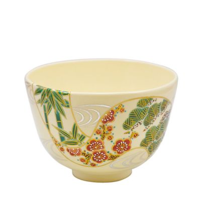茶道具 抹茶茶碗（まっちゃちゃわん） 色絵茶碗 松竹梅友禅流し