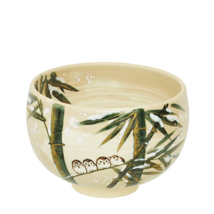 茶道具 抹茶茶碗（まっちゃちゃわん） 茶碗 色絵 雪竹にふくら雀 八木 海峰 抹茶茶碗は茶の湯文化である表千家・裏千家の茶道具や抹茶を専門に扱う千紀園（せんきえん）が通販で販売しています。茶会また初心者向けのお稽古用にご利用いただける抹茶碗です。贈り物・ギフトにも人気です。
