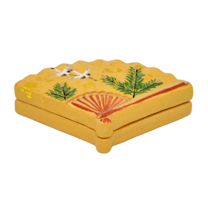 茶道具 香合（こうごう） 香合 扇面 松鶴 吉村 楽入 | 千年の香り 千紀園