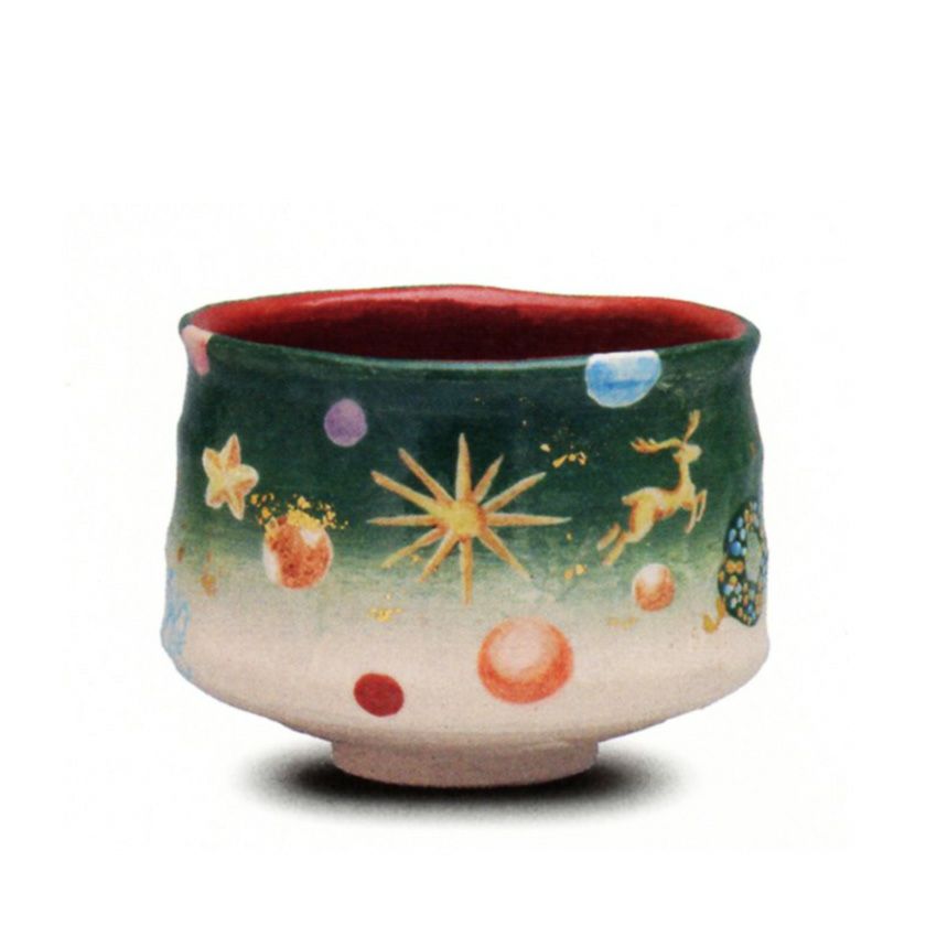 茶器/茶道具　抹茶茶碗　クリスマス 楽茶碗　聖夜　吉村楽入作　（楽焼き） 茶器/茶道具 抹茶茶碗 クリスマス 楽茶碗 聖夜 吉村楽入作 （楽焼き