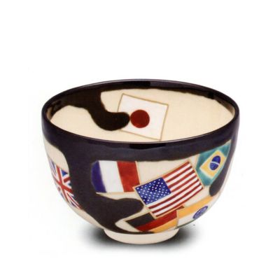私の作った　国旗の茶碗　黒　日本　アメリカ　インド　抹茶茶碗　陶芸 抹茶茶碗 黒窯変 抹茶碗 信楽焼 22d43516-669 : 四季彩-陶器