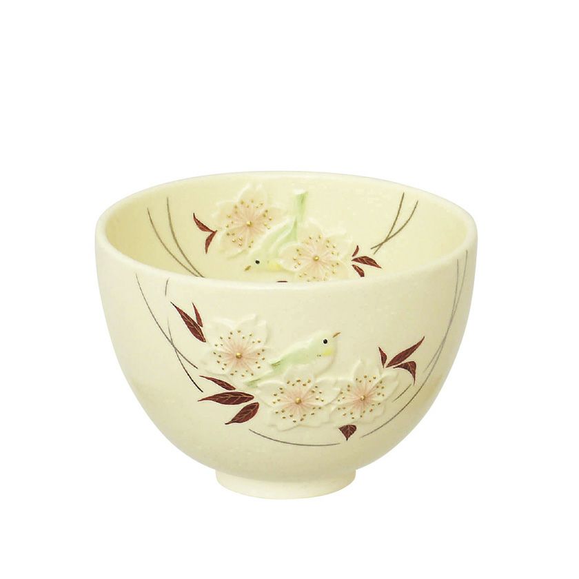 茶道具 抹茶茶碗（まっちゃちゃわん） 茶碗 浮彫 山桜にメジロ 今岡 三四郎 抹茶茶碗は茶の湯文化である表千家・裏千家の茶道具や抹茶を専門に扱う千紀園（せんきえん）が通販で販売しています。茶会また初心者向けのお稽古用にご利用いただける抹茶碗です。贈り物・ギフトにも人気です。