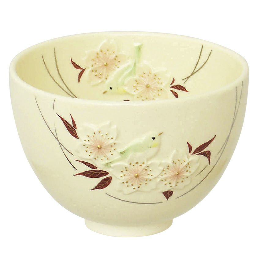 茶道具 抹茶茶碗（まっちゃちゃわん） 茶碗 浮彫 山桜にメジロ 今岡 三四郎 抹茶茶碗は茶の湯文化である表千家・裏千家の茶道具や抹茶を専門に扱う千紀園（せんきえん）が通販で販売しています。茶会また初心者向けのお稽古用にご利用いただける抹茶碗です。贈り物・ギフトにも人気です。