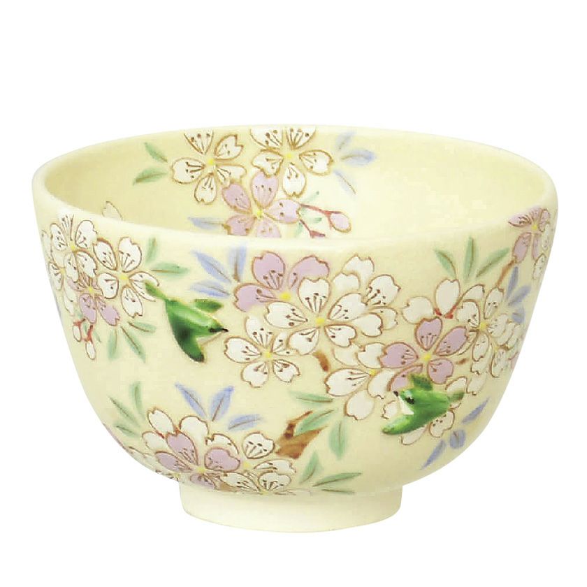 茶道具 抹茶茶碗（まっちゃちゃわん） 茶碗 仁清 桜にうぐいす（鶯付